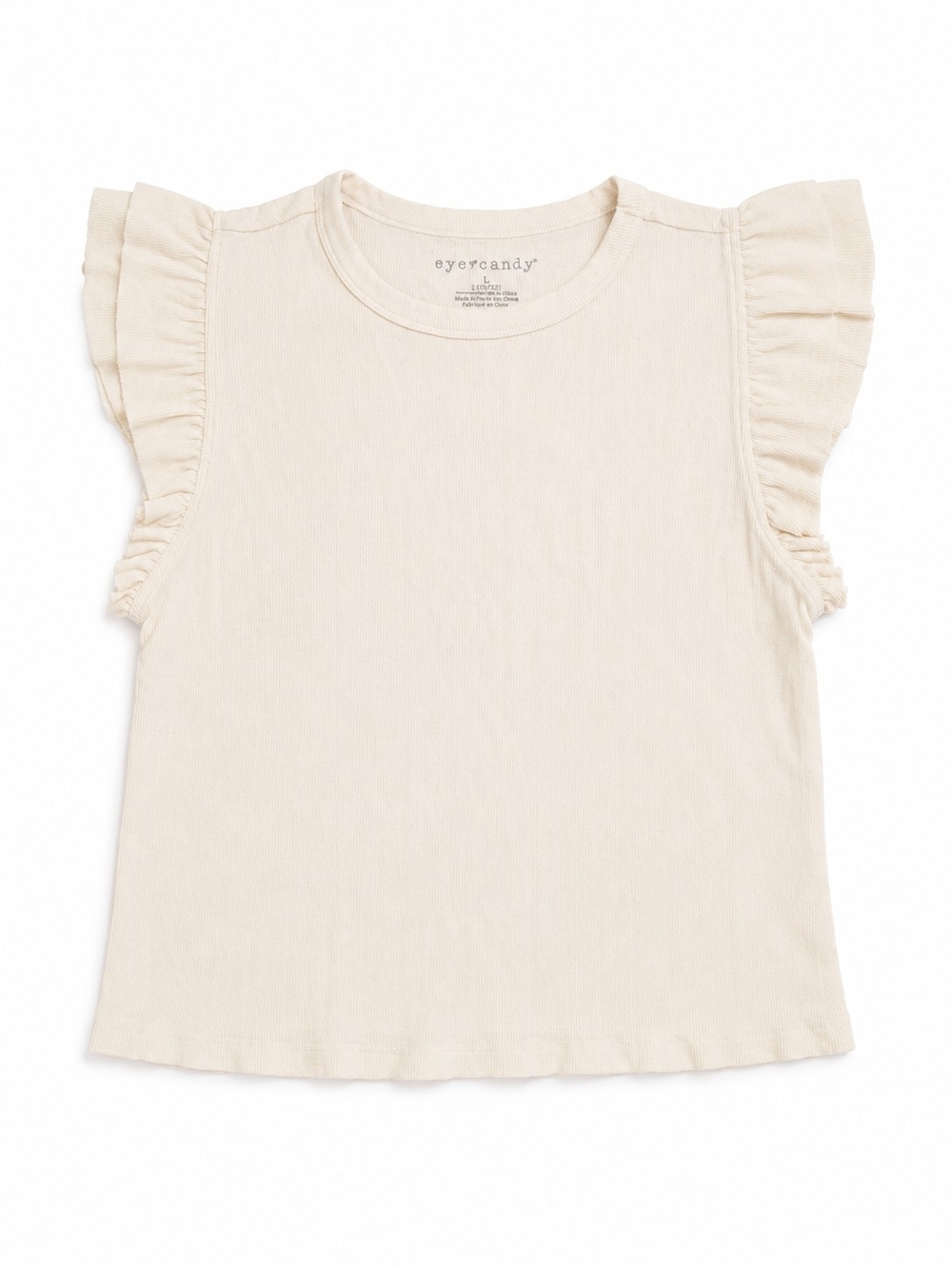 eye candy Cream Ruffle Sleeve Tank Top